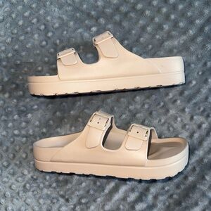 Cream Double Strap Sandals